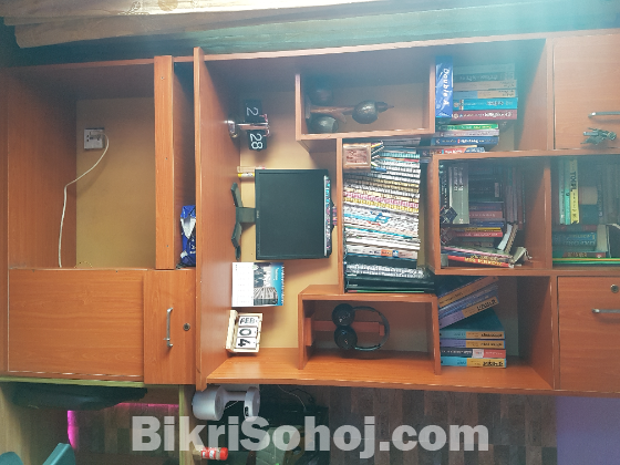 Study table or computer table and bookshelf (3 in 1)